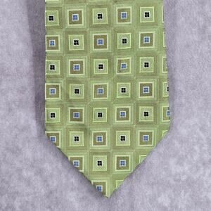 Eagle‎ Shirtmakers Since 1867 Green Blue Geometric 100% Silk Men's Neck Tie NWOT